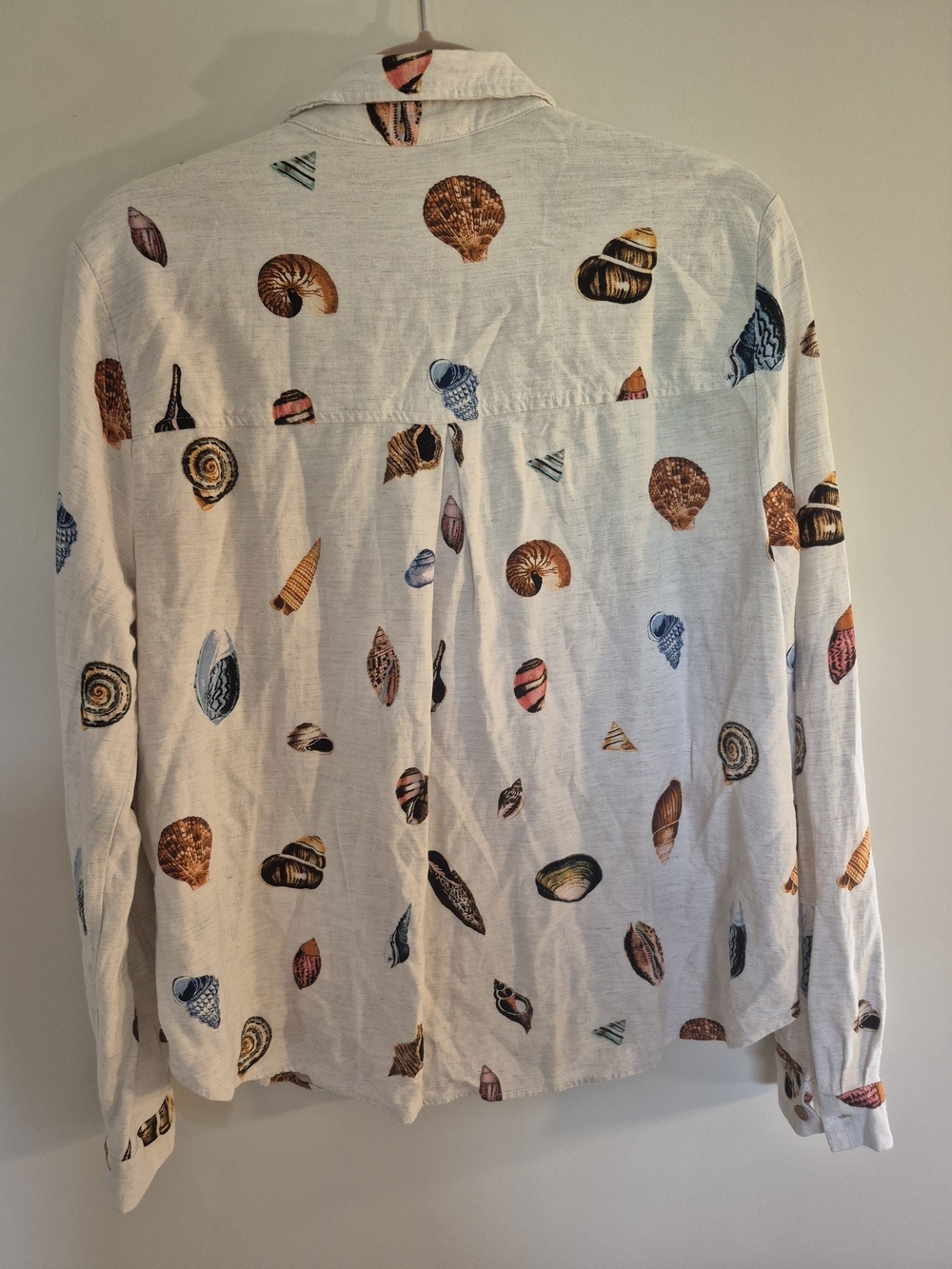 Jane + Delancey Seashell Print Linen Blend Shirt XL PTP 22" - Picture 5 of 7